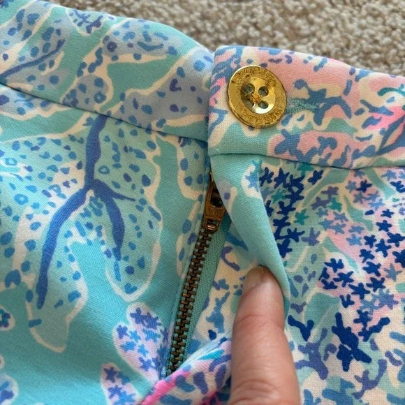 Lilly Pulitzer Callahan Knit Shorts Womens 10 Blue Pink Now You Sea Me Beach - Picture 6 of 11